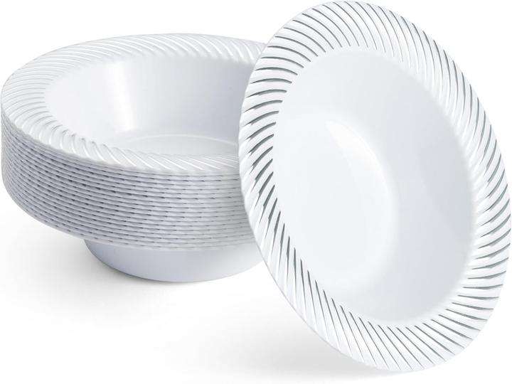 Produktbild Matana Plastikteller mit Silbernem Rand (100 Stück) (100 x)