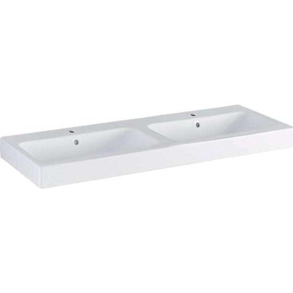 Geberit, Waschbecken, Doppelwaschtisch iCon 120 cm wei mit Keratec Glasur 124120600 (480 mm, 1200 mm)