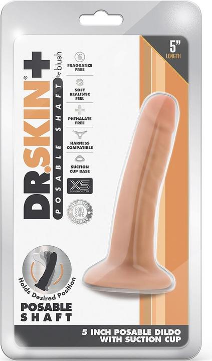 Produktbild Blush Novelties Dr. Skin Plus - 5 Inch Realistic Posable Dildo - Suction Cup Base for Hands Free Pla