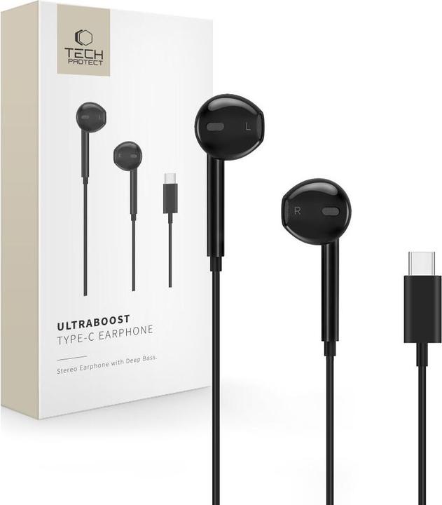 Actual product image Tech-Protect Ultraboost Type-C Kopfhörer Core Schwarz (Cable)