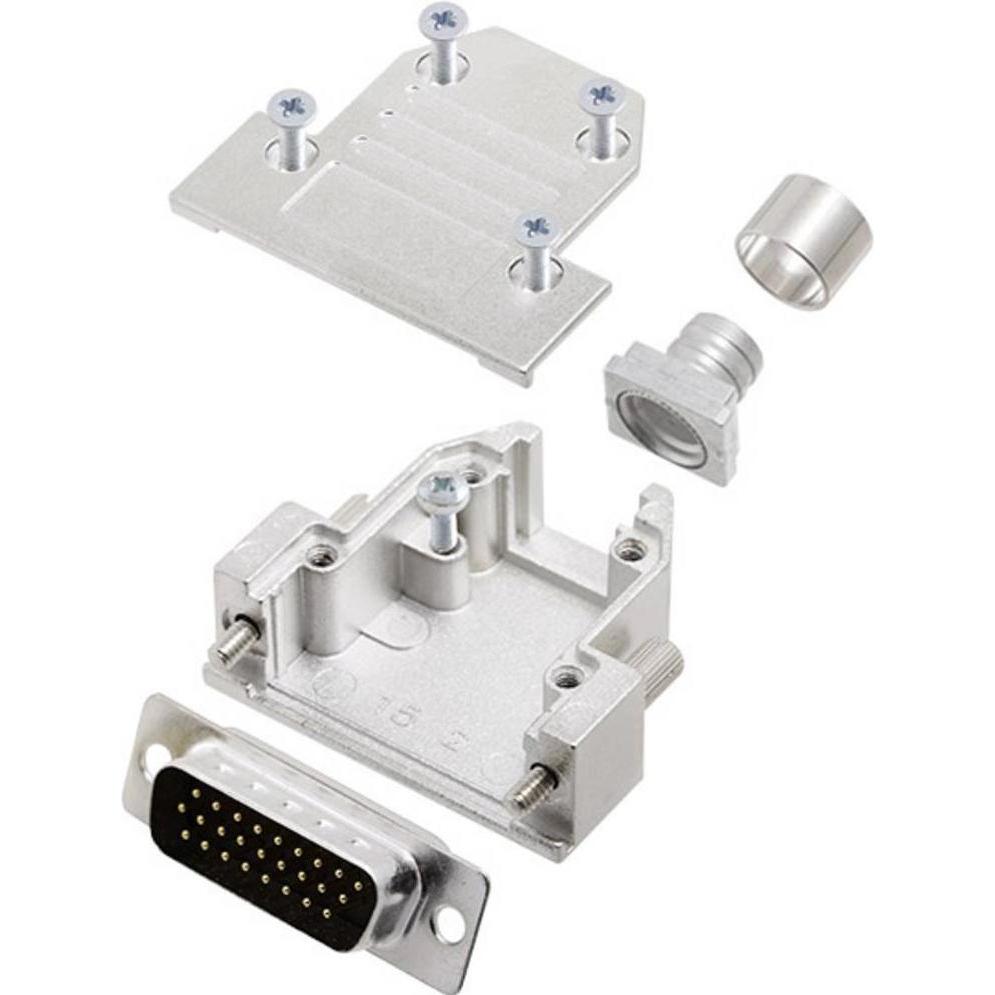Encitech DCRP15-HDP26-CF65-CS80-K 6355-0882-02 D-SUB Stiftleisten-Set 180 ° Polz, Elektronikkabel + Stecker, Silber
