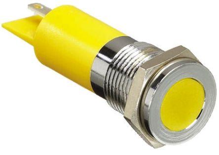 Produktbild RS PRO 14mm flush satin chrome LED, yel 6-36Vdc
