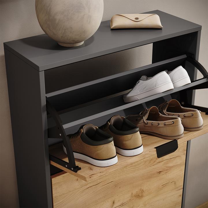 Produktbild Vicco Schuhkipper Gizmo, Goldkraft Eiche/Anthrazit, 59 x 181.1 cm mit 5 Fächern (22 x 59 x 181.10 cm)