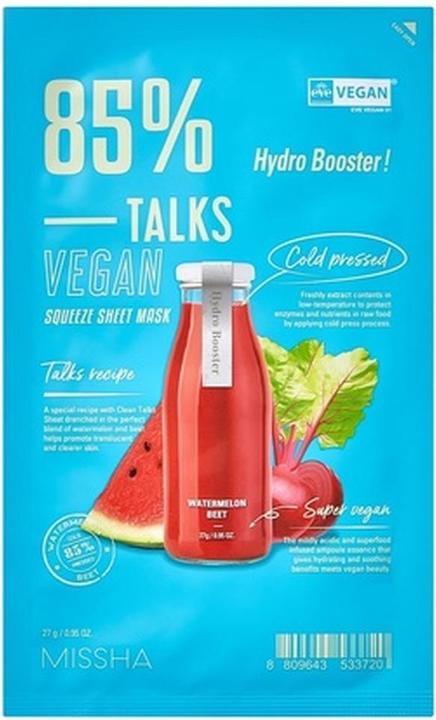 Missha Talks Vegan Squeeze Sheet Mask Revitalising And Hydrating Sheet Mask Based On Beet And (27 g)
