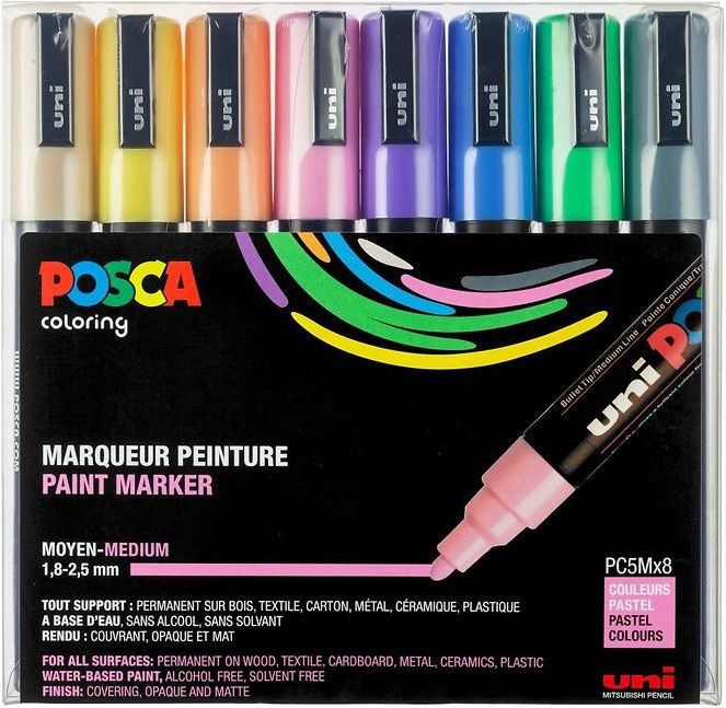 Immagine prodotto Posca Marchio PC-5M a punta tonda (multicolore, 2.50 mm, 8 x)