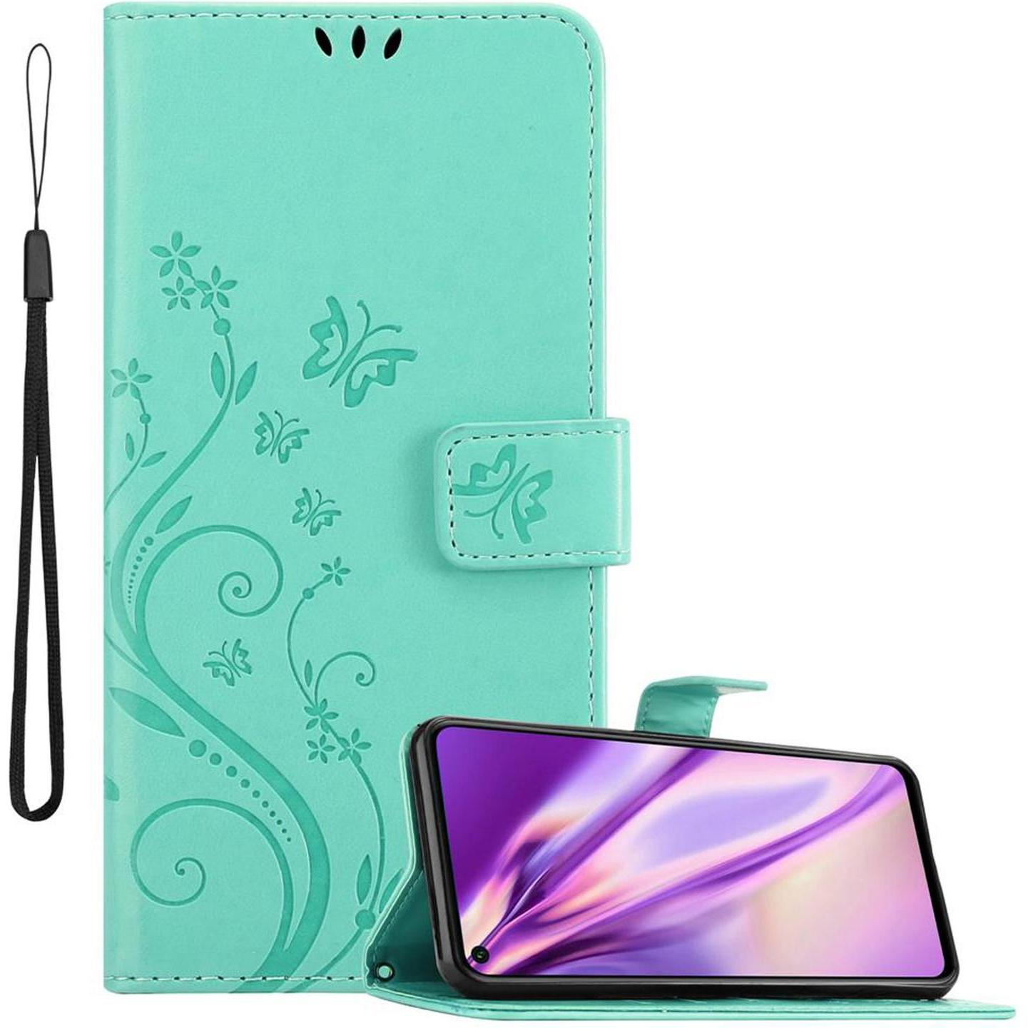 Cadorabo Flower Book Cover (Honor 20), Smartphone Hülle, Türkis