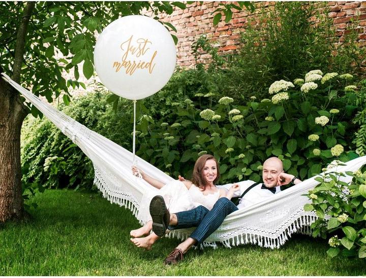 Produktbild Partydeco Luftballon Just Married Ø 1 m, Weiss (1 x)