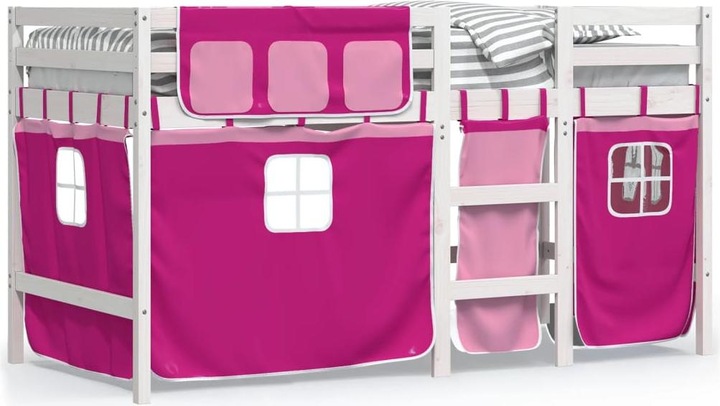 Actual product image VidaXL Children's loft bed with curtains pink (90 x 200 cm)