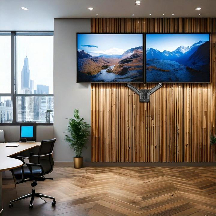 Immagine prodotto Maclean Supporto a parete per due monitor 17-32" 9kg max molla meccanica MC-988 (Muro, 32", 9 kg)