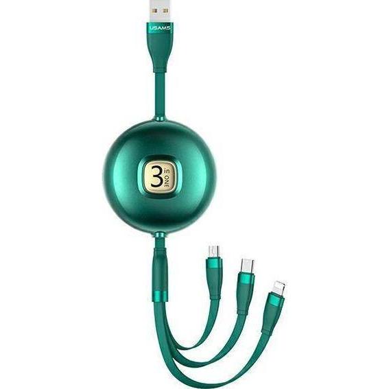 Usams USB Usa Cable U69 3w1 1m Green / Green (lightning / microUSB / USB-C) SJ508USB03 (US-SJ508) (1 m), USB Kabel