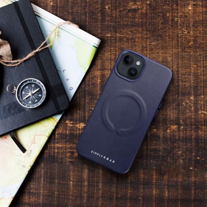Produktbild Roar Back panel cover case LEATHER MAG compatible with MagSafe for IPHONE 15 Plus navy (Apple iPhone 15 Plus)