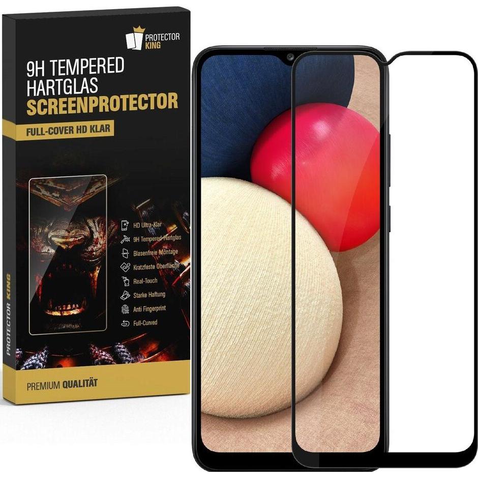Protectorking 2x echtes Tempered 9H Panzerhartglas 3D KLAR (2 Stück, Samsung Galaxy A02s), Smartphone Schutzfolie