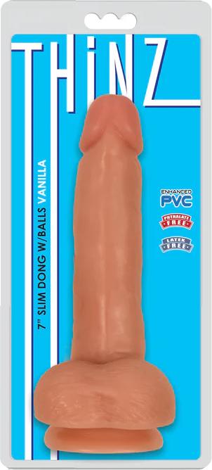 Actual product image XR Fine dildo with thin meat testicles 17'80 cm