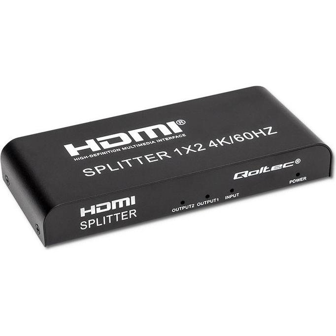 Qoltec 51797 Aktiver HDMI-Splitter 2 x HDMI 4K x 2K 6 Gbit/s 60Hz, Switch Box