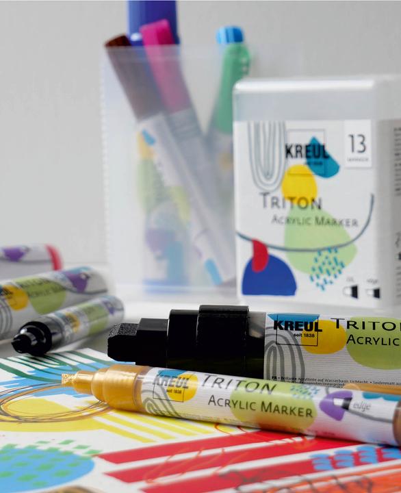 Actual product image Solo Goya Triton Acrylic Paint Marker (White, Crimson, Oxide brown dark, Leaf green, Zirt, Violet Red, Real orange, Gold, Cobalt blue, Light blue, Black, 15 mm, 9 x)