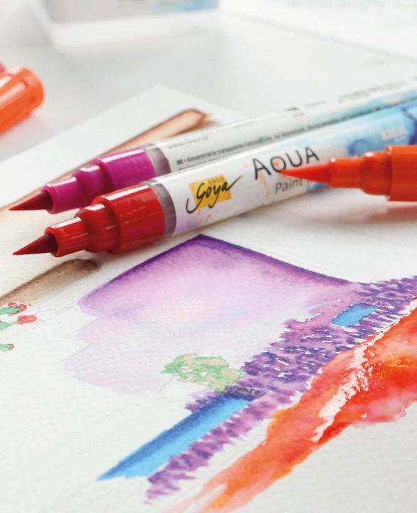 Produktbild Solo Goya Aqua Paint Marker Powerpack All-in-one (Schwarz, Hellgrau, Olivgrün, Gelbgrün, Kobaltblau, Cyan, Karmin, Indigoblau, Permanentgrün, Orange, Magenta, Citron, Zinnioberrot dunkel, Rototer Ocker, Indigo Braun Dunkel, 17 x)