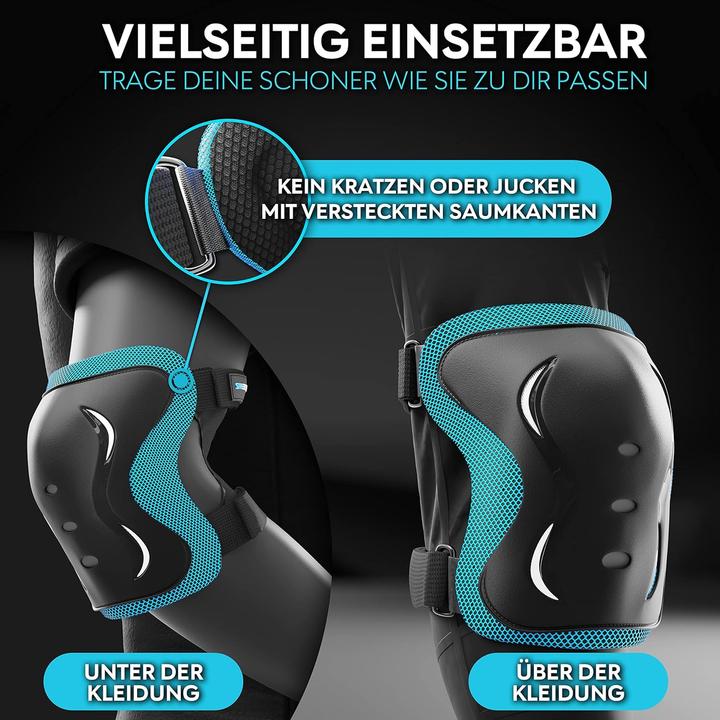 Immagine prodotto Skatewiz 6-teiliges Protektoren-Set für Kinder & Erwachsene (XS, Protezioni per i polsi, Ginocchiera, Protettori gomito, 6 pezzi)