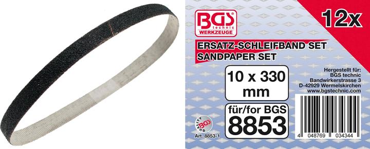 Actual product image BGS Grinding Belt 10 mm x 330 mm 12 pcs. for 8853