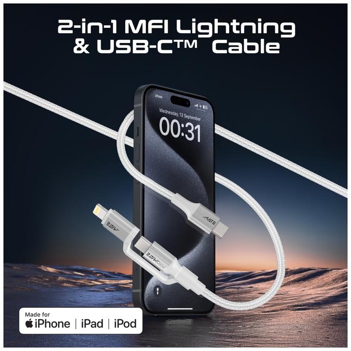 Produktbild ProMate PowerLink-CCi White Multikabel (1.20 m, USB 2.0, 60 W)