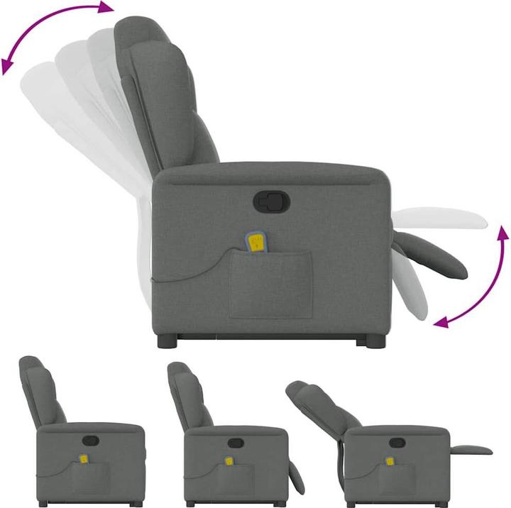 Immagine prodotto vidaXL Poltrona massaggiante con ausilio per la risalita in tessuto grigio scuro