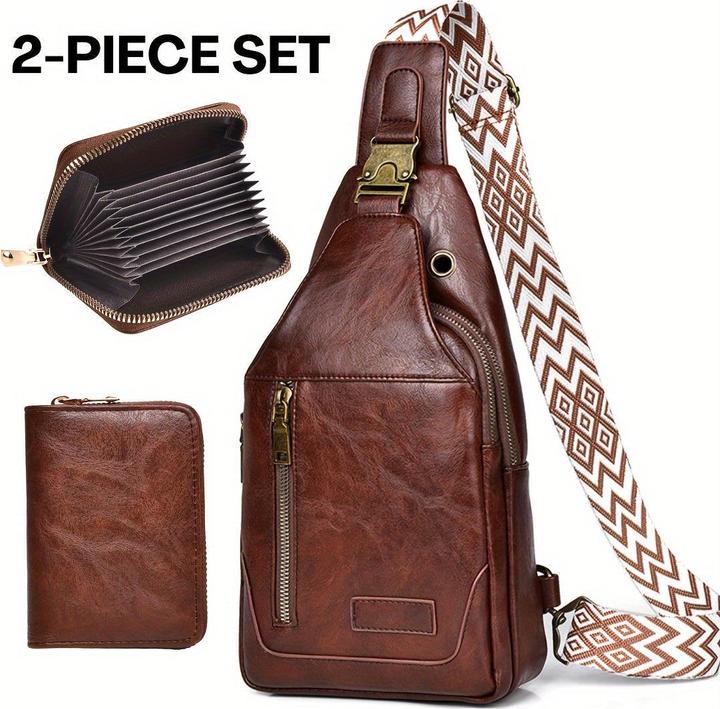 Only-Bags.Store Leder Umhängetasche Set: PU-Material, wasserdicht, grosses Fassungsvermögen, geeignet für Studenten