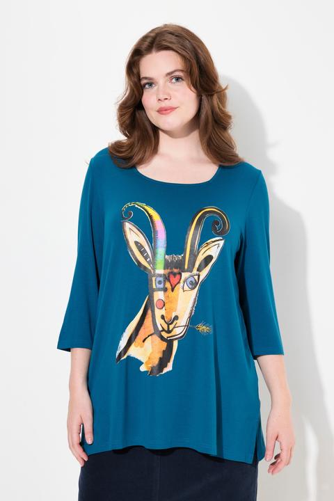 Produktbild Ulla Popken Shirt, Katzenmotiv, A-Linie, Carree-Ausschnitt, 3/4-Arm (46, 48)