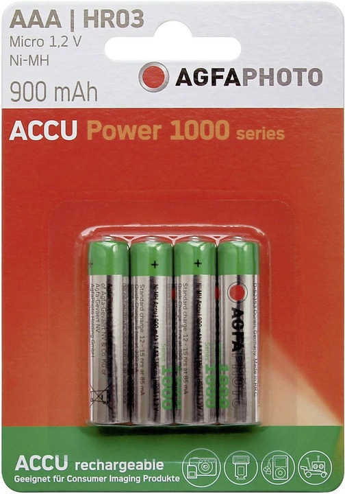 Produktbild AGFAPHOTO Accu HR03 900 mAh (4 Stk., AAA, 900 mAh)