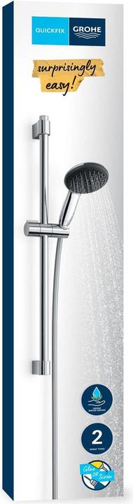 Actual product image Grohe Vitalio Start 110 QuickFix shower rail set, glue or drill, Watersaving Plus, length 600mm, 2 pcs. (2 Beam types, 5.60 l/min)