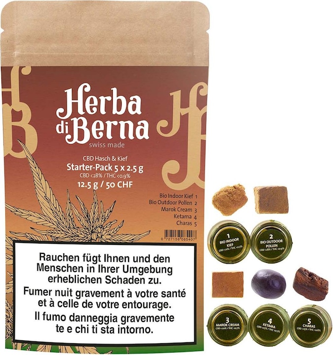 Image du produit Herba di Berna Pack de démarrage hasch CBD (12.50 g, Intérieur)