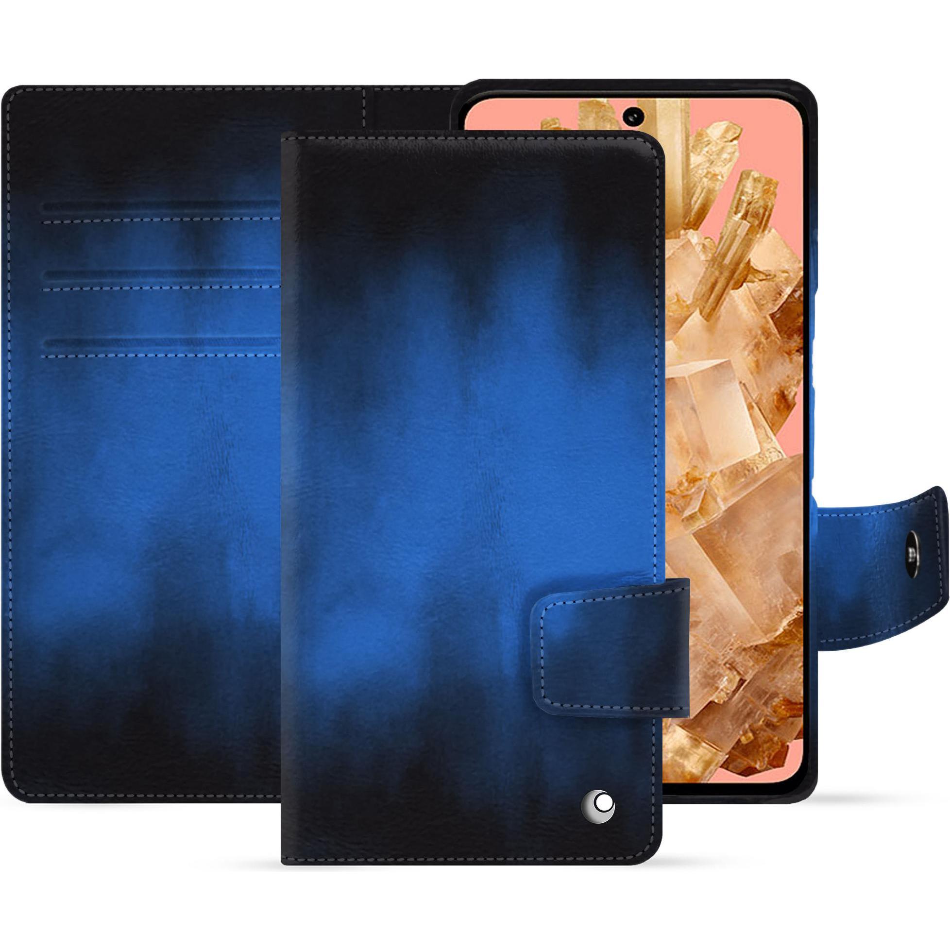 Noreve Lederschutzhülle Google Pixel 8 (Google Pixel 8), Smartphone Hülle, Blau