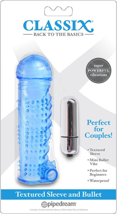 Pipedream Classix - Textured Sleeve & Bullet, Blue