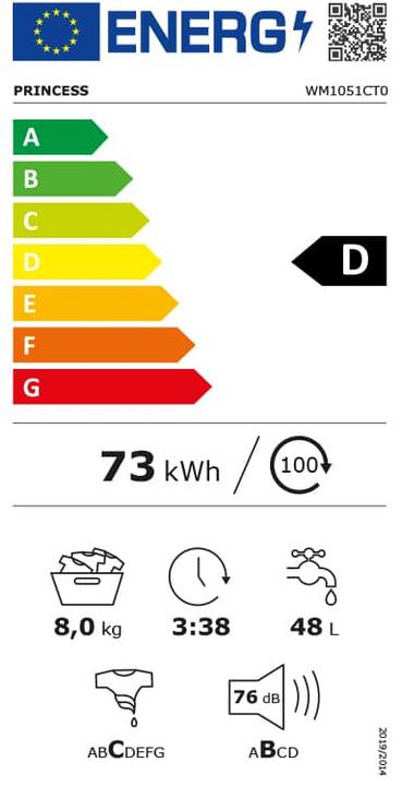 Energie-Label Princess WM1051CT0 (8 kg)