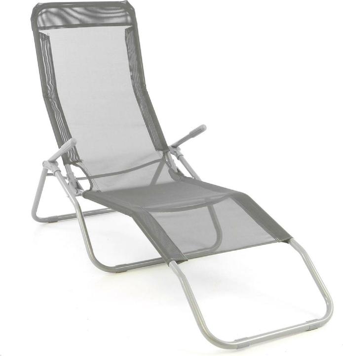 VCM Gartenliege Bäderliege 160 cm Textilene Grau Armlehne Stahl Relaxliege klappbar (160 cm)