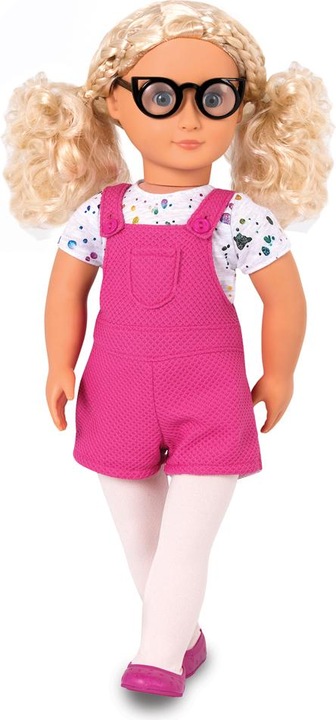 Actual product image Our Generation Outfit short dungarees with shirt and glasses