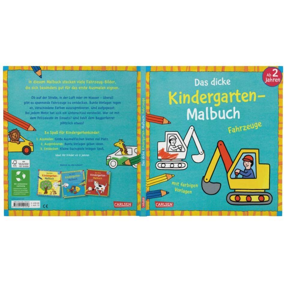 Thumbnail - Carlsen Das dicke Kindergarten-Malbuch: Fahrzeuge