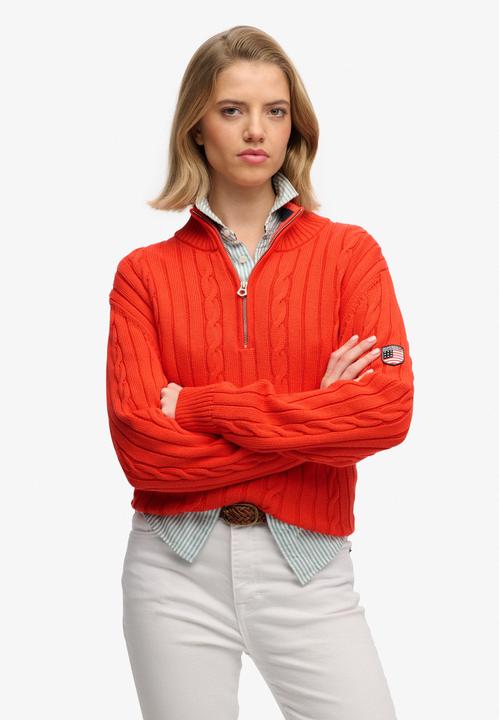 Produktbild Superdry Damen lässiger Strickpullover mit halbem Reissverschluss (M)