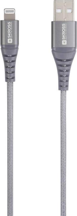 Image du produit Skross Câble USB C 2.0 vers Lightning Cable, Braiding, 2,00m space gray (2 m, USB 2.0)