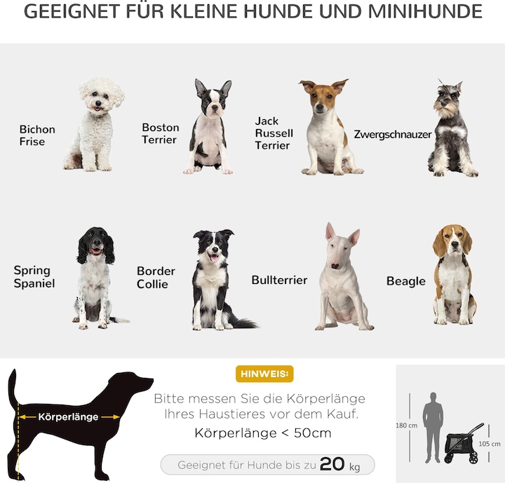 Immagine prodotto PawHut Carrello per cani con cuscino (Cane, Pieghevole)