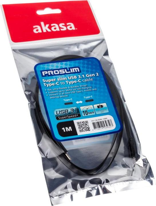 Produktbild Akasa Typ C zu Typ C Adapter Kabel PROSLIM (1 m, USB 3.1)