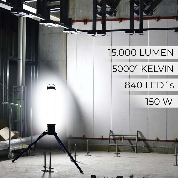Produktbild Wiltec XPOtool LED Tower 150W 360° Baustrahler Arbeitsstrahler 15.000lm Lampe (15000 lm)
