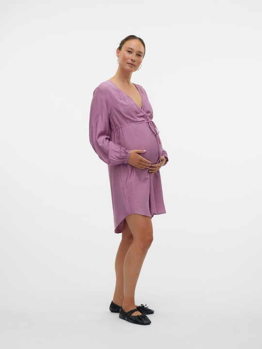 Image du produit Mamalicious Coupe normale Col en V Poignets élastiques Robe courte (M)