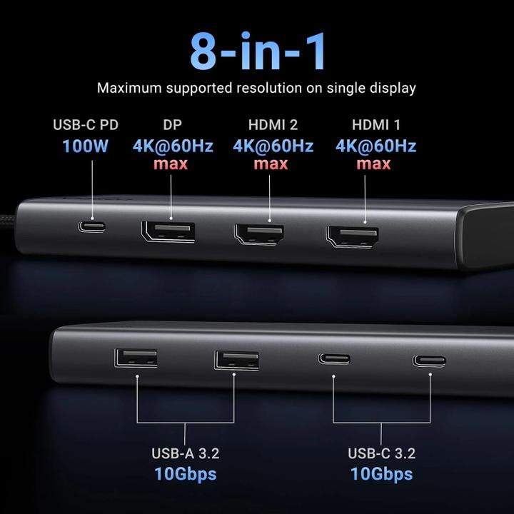 Productafbeelding Ugreen 35625 (USB-C, 8 ports)