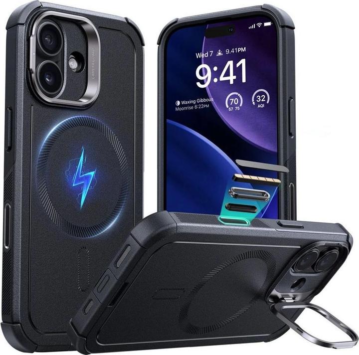 Produktbild ESR Cyber Tough Magnetic Case (Camera Control, Stash Stand), for iPhone 17, Black (Apple iPhone 17)