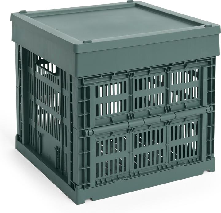 Produktbild HAY - Colour Crate Kunststoffdeckel Square & Cube M (Dunkelgrün)