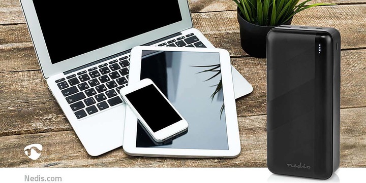 Produktbild Nedis powerbank | 32000 mAh | 2.4 / 3.0 / 3.25 A | Anzahl der Ausgänge: 2 | Ausgangsanschluss: 1x US (32000 mAh, 65 W, 111 Wh)