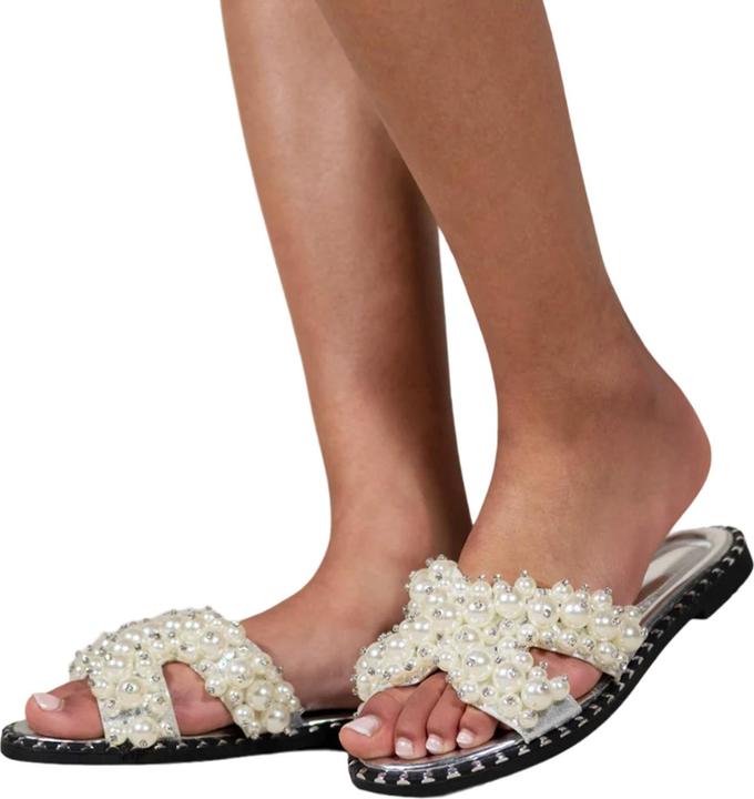 Actual product image Where's That From Womens/Ladies Iona Pearl Wide Flat Sliders (40)