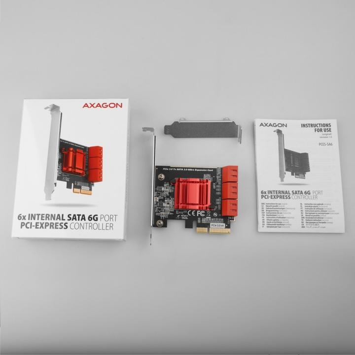 Actual product image Axagon PCES-SA6 interface cards/adapter Internal SATA