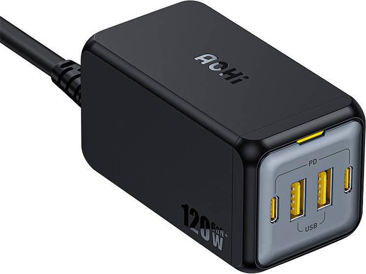 Actual product image Aohi Desk charger 120W AOC-C006 120W, 2x USB-C, 2x USB-A (black) (120 W)