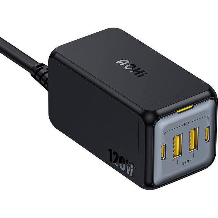 Aohi Desk charger 120W AOC-C006 120W, 2x USB-C, 2x USB-A (black) (120 W), USB Ladegerät, Schwarz