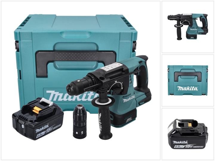 Produktbild Makita DHR 243 G1J Akku Bohrhammer 18 V 2,0 J SDS plus Brushless + 1x Akku 6,0 Ah + Makpac - ohne La